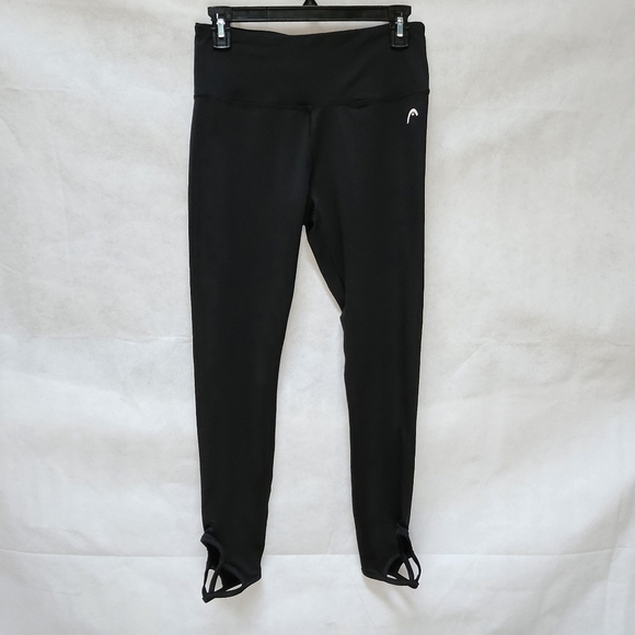 Head Cut Out Ankle Athletic Leggings Black 88% Polyester 12% Spandex Size M - Picture 1 of 4
